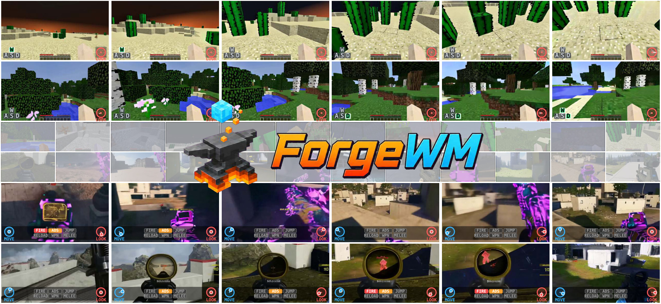 ForgeWM rollouts in Minecraft and an FPS domain